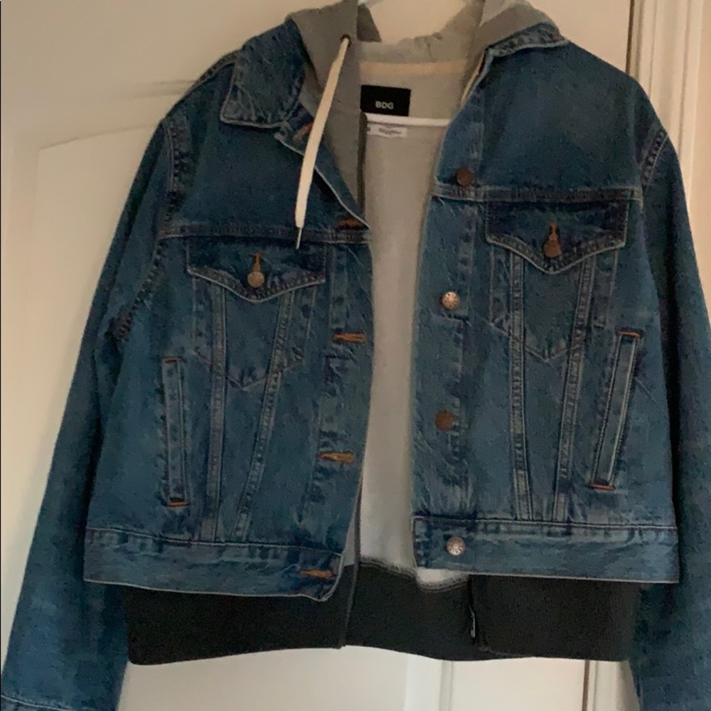 Denim jacket with hood